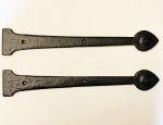 A Pair Of 15" Spear End False Door Hinge Fronts in Black Cast Iron 